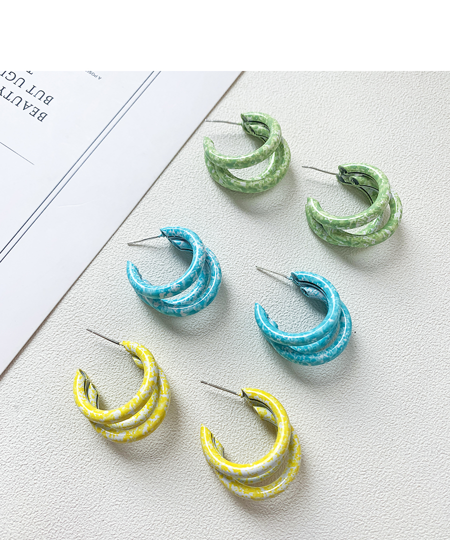 Fashion Blue Alloy Pattern Multilayer C-shaped Earrings,Hoop Earrings