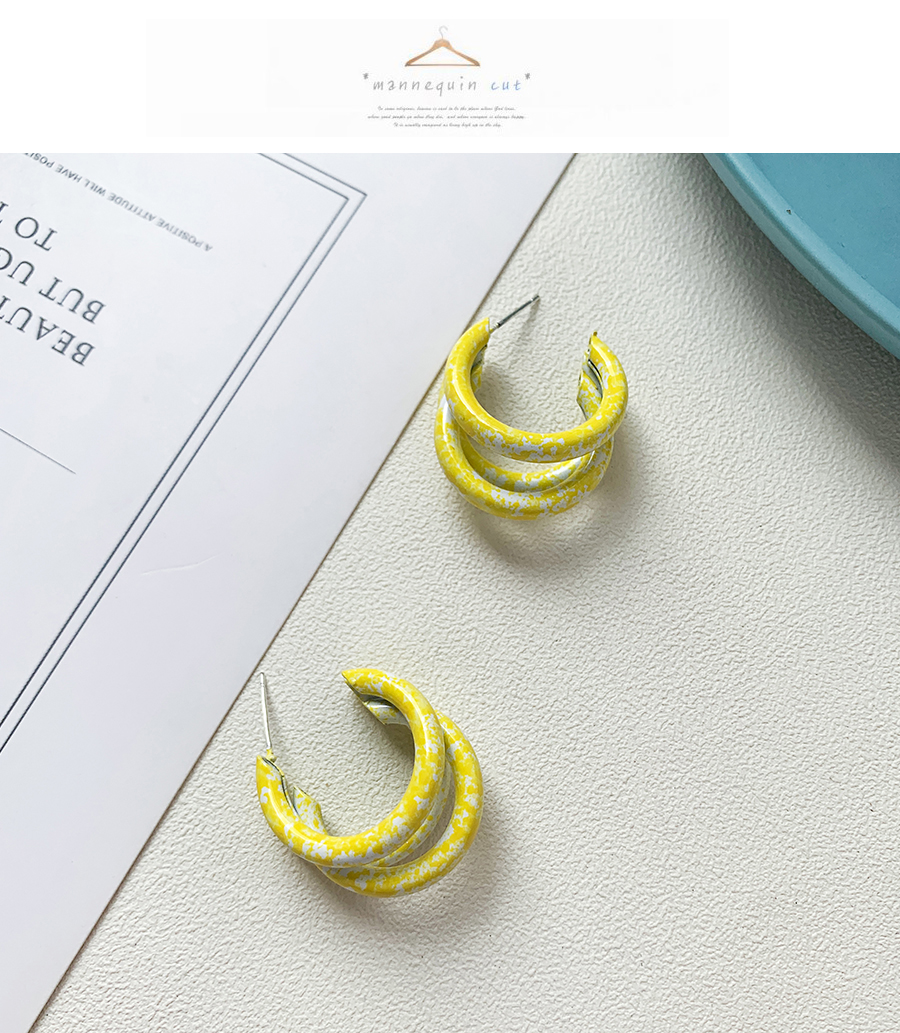 Fashion Yellow Alloy Pattern Multilayer C-shaped Earrings,Hoop Earrings