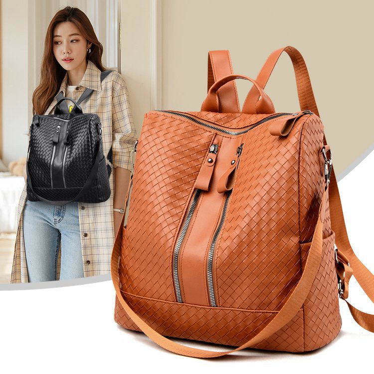 Fashion Brown Pu Embossed Backpack,Backpack