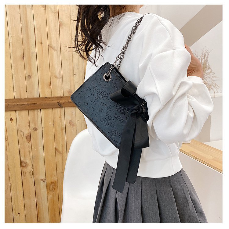Fashion Black Chain Bow Crossbody Shoulder Bag,Messenger bags