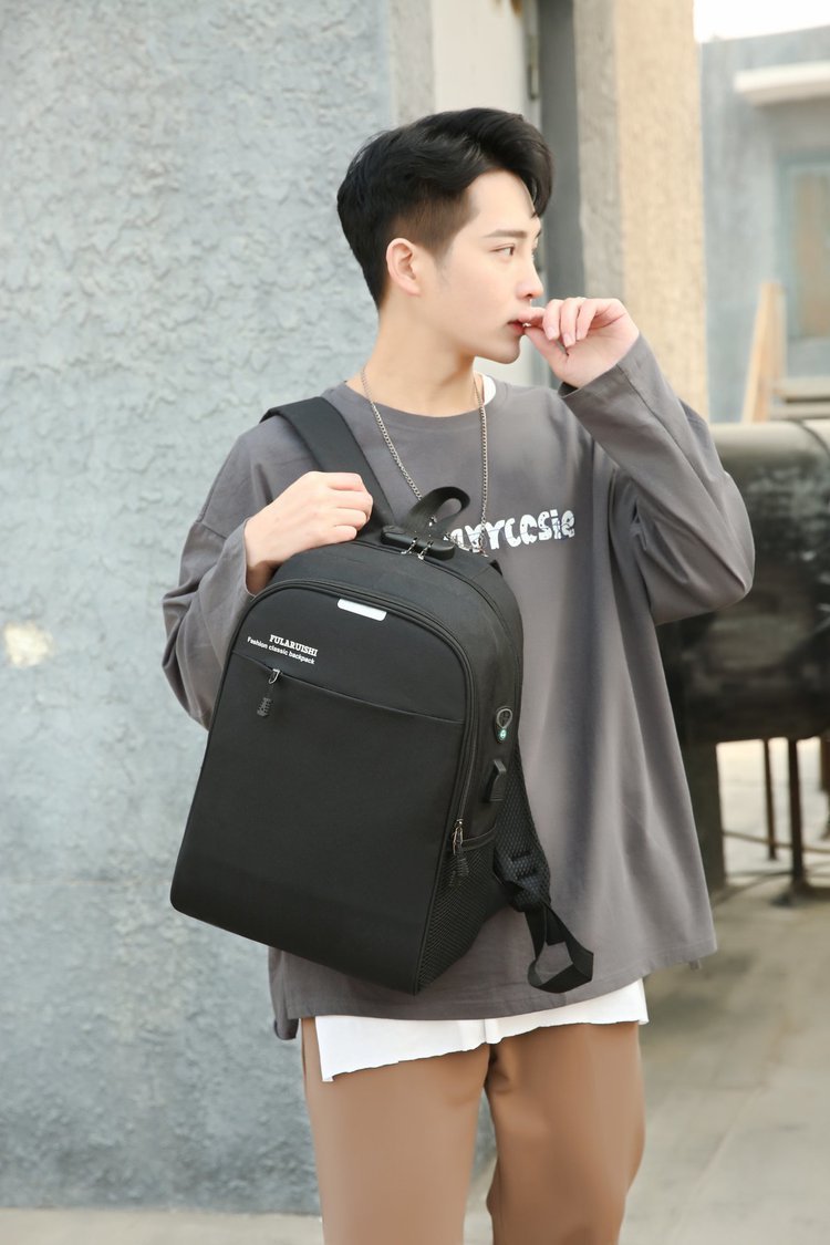Fashion Gray Three-piece Usb Charging Backpack Computer Bag,Backpack