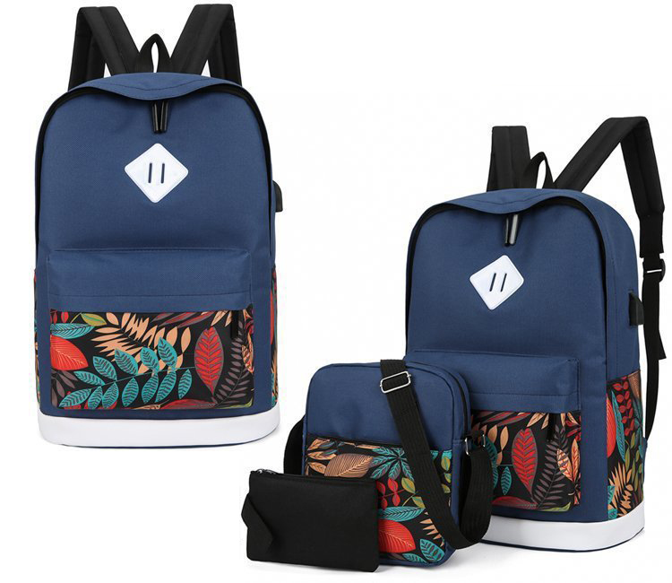 Fashion Red Three-piece Printed Backpack,Backpack