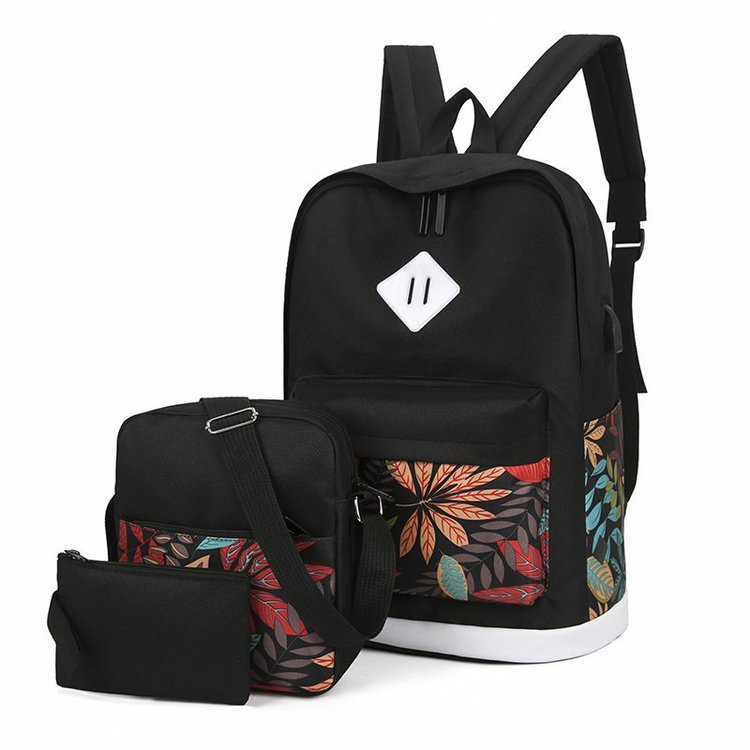 Fashion Gray Three-piece Printed Backpack,Backpack