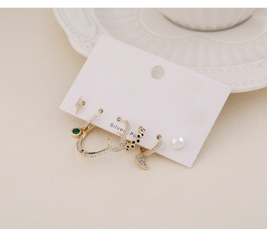 Fashion Golden 6-piece Alloy Rhinestone Crescent Earrings,Jewelry Sets