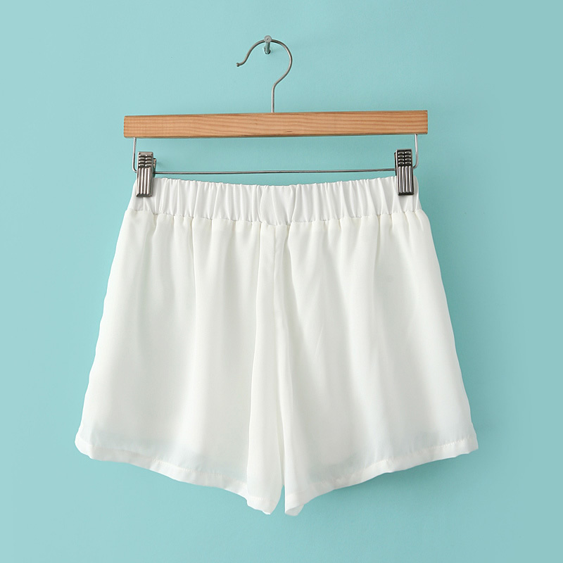 Fashion White Carved Hollow Chiffon Shorts,Shorts
