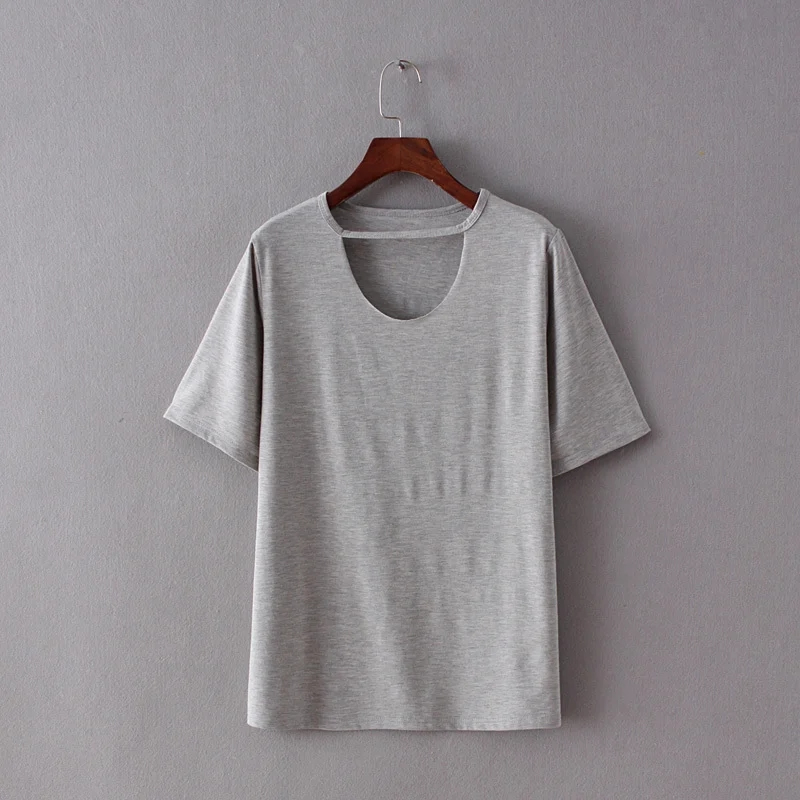 Fashion Gray Short Sleeve T-shirt,Tank Tops & Camis
