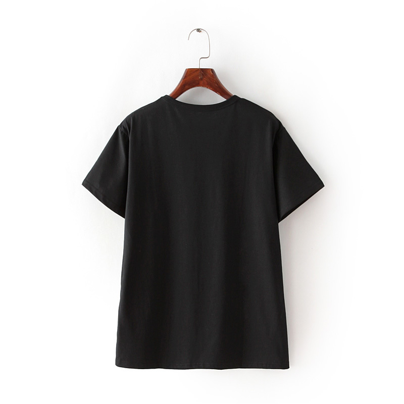 Fashion Black Short-sleeved T-shirt With Crew Neck And Print,Tank Tops & Camis