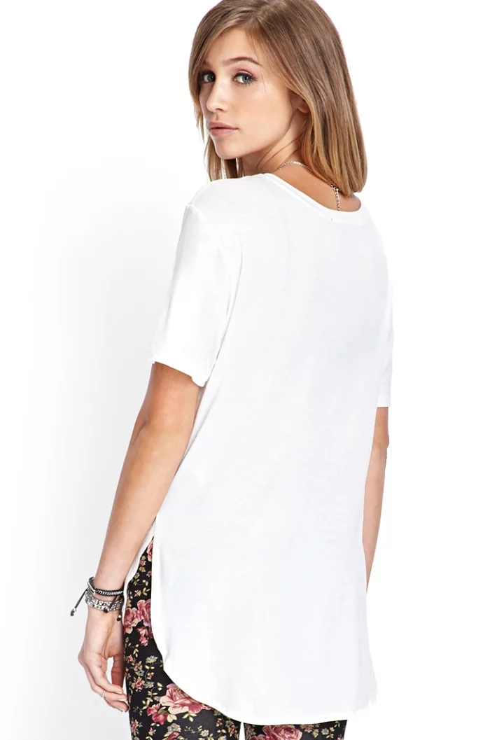 Fashion White Eiffel Tower Print Round Neck Short-sleeved T-shirt,Tank Tops & Camis