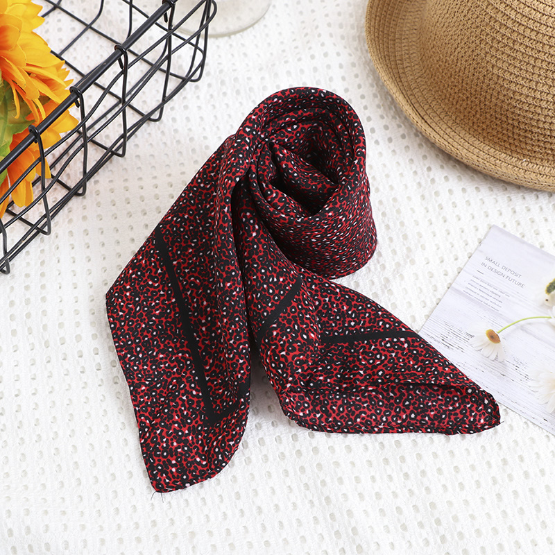 Fashion Red Wine Printed Small Floral Square Scarf,Thin Scaves