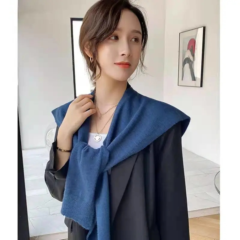 Fashion Brown Pure Color Knotted Knitted Shawl,Thin Scaves