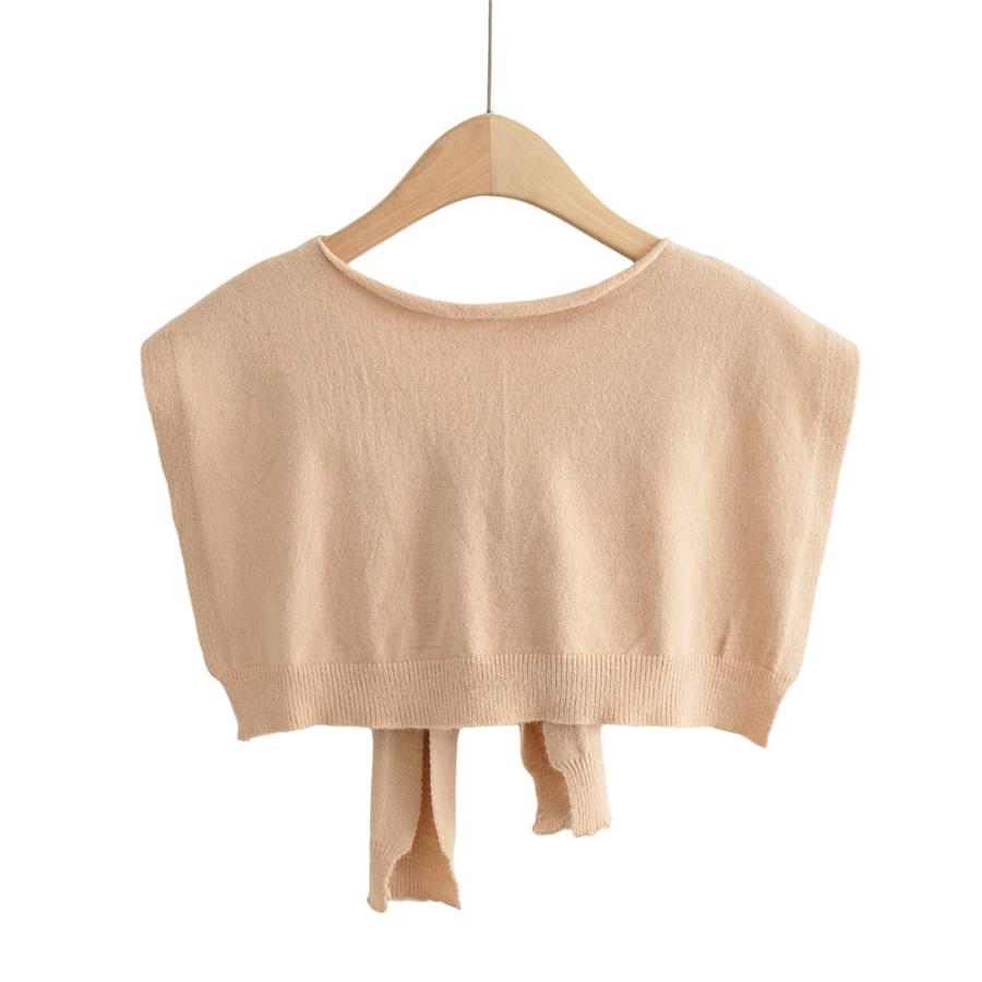 Fashion Beige Solid Color Knotted Knitted Shawl,Thin Scaves