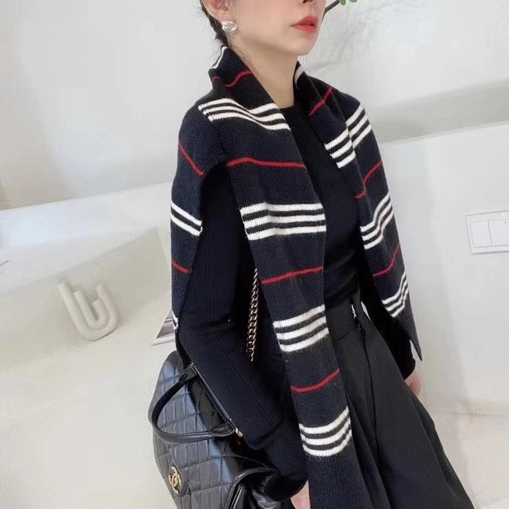 Fashion Black Striped Knitted Shawl,Thin Scaves
