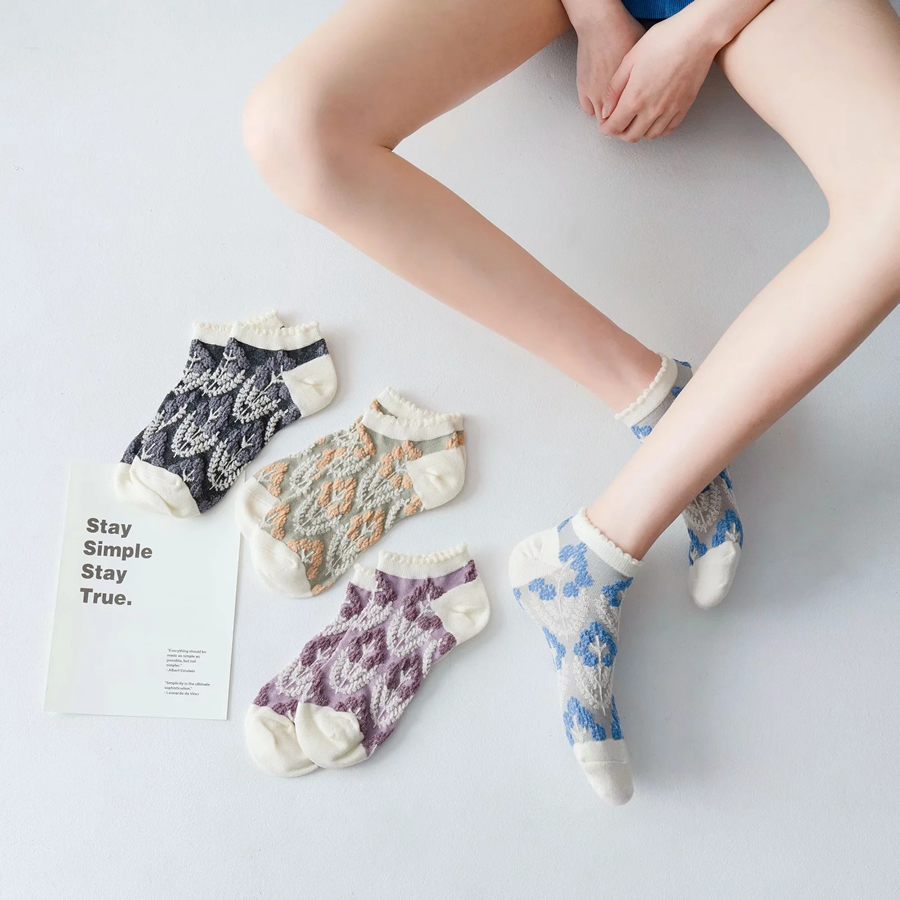 Fashion Blue Lavender Pattern Cotton Socks,Fashion Socks