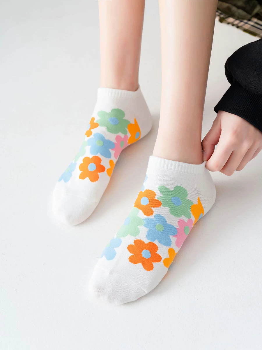 Fashion Blue Floral Pattern Socks Cotton Socks,Fashion Socks