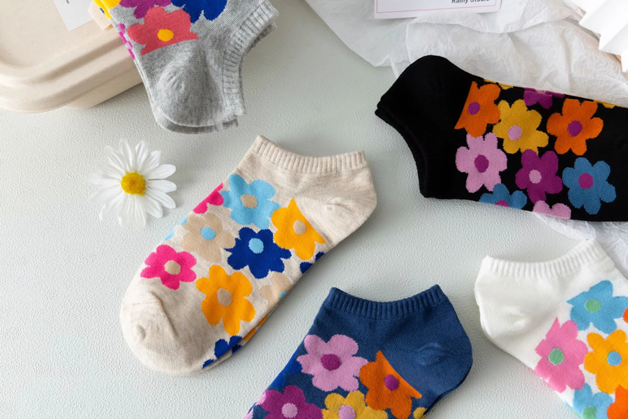 Fashion Khaki Floral Pattern Socks Cotton Socks,Fashion Socks