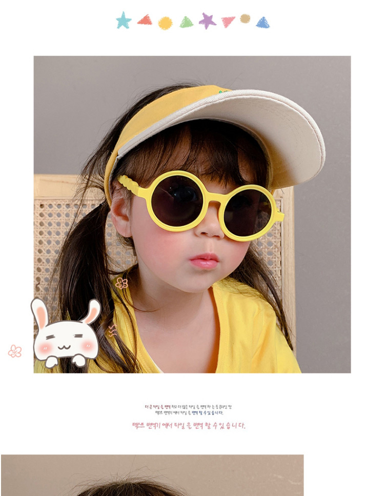Fashion Yellow Translucent Frame Round Children