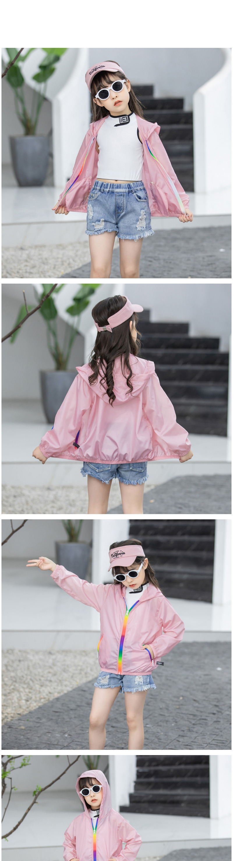 Fashion Pink Rainbow Hooded Children
