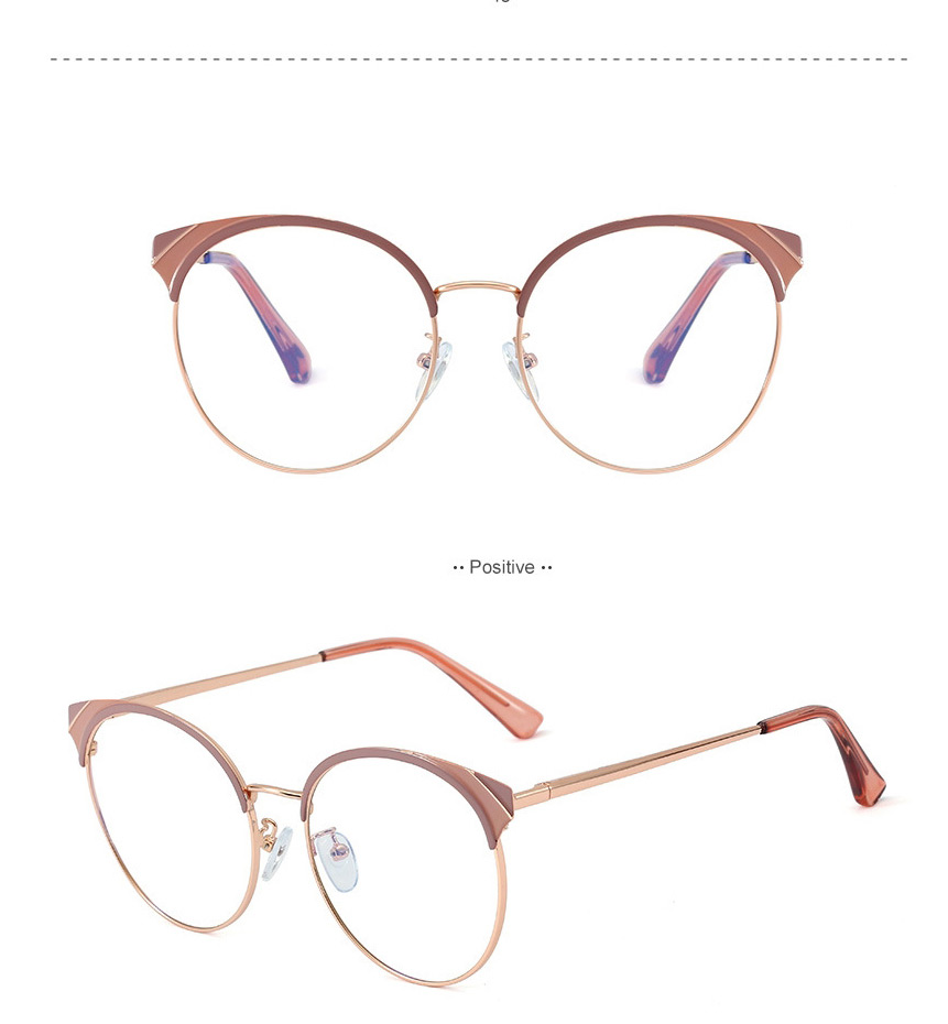 Fashion C2 Pink/anti-blue Light Metal Round Frame Anti-blue Light Flat Glasses,Fashion Glasses