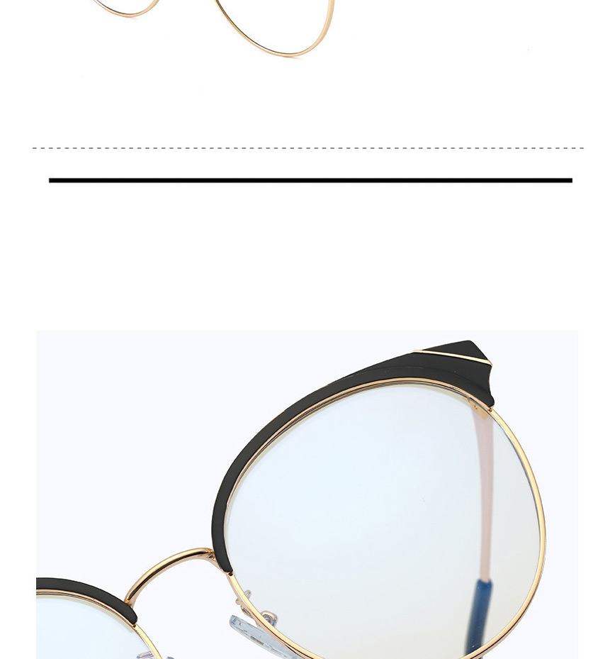 Fashion C5 Black/blue Light Metal Round Frame Anti-blue Light Flat Glasses,Fashion Glasses