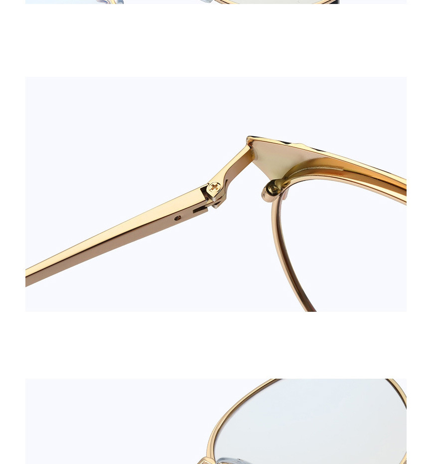Fashion C1 Beige/anti-blue Light Metal Round Frame Anti-blue Light Flat Glasses,Fashion Glasses