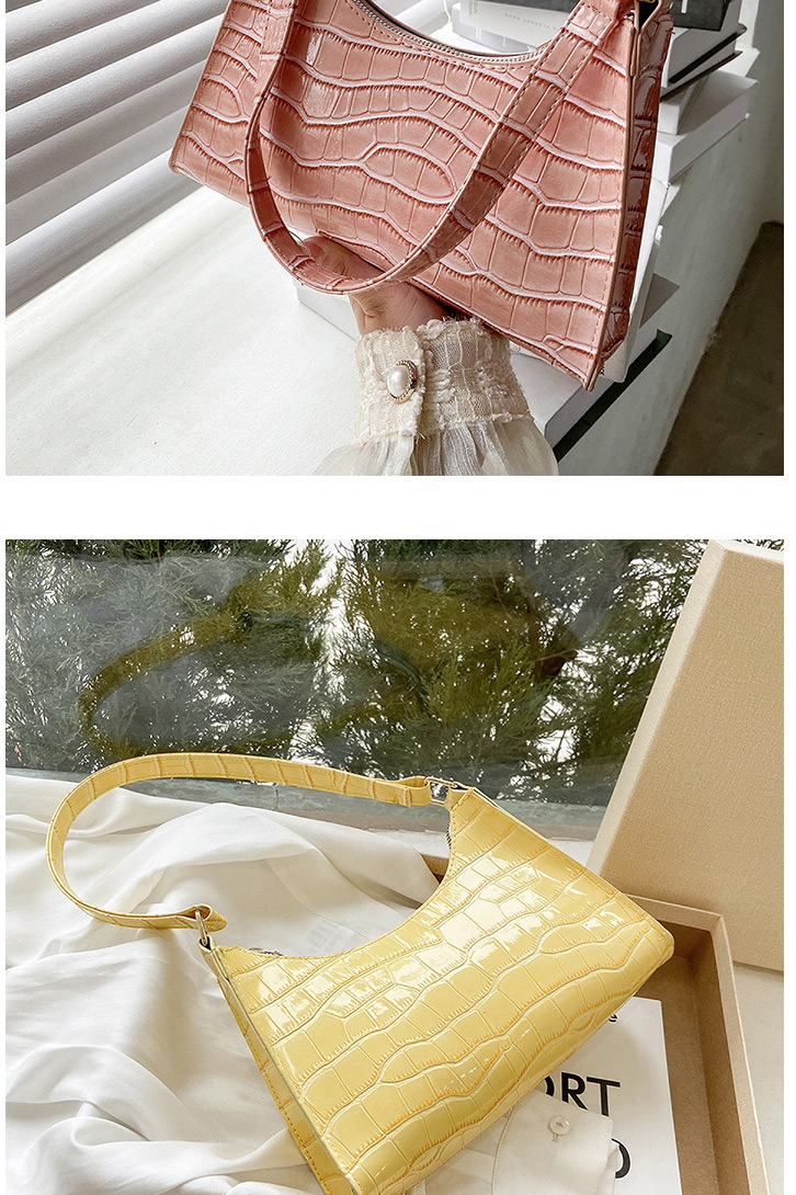 Fashion Pink Crocodile Print Shoulder Bag,Messenger bags