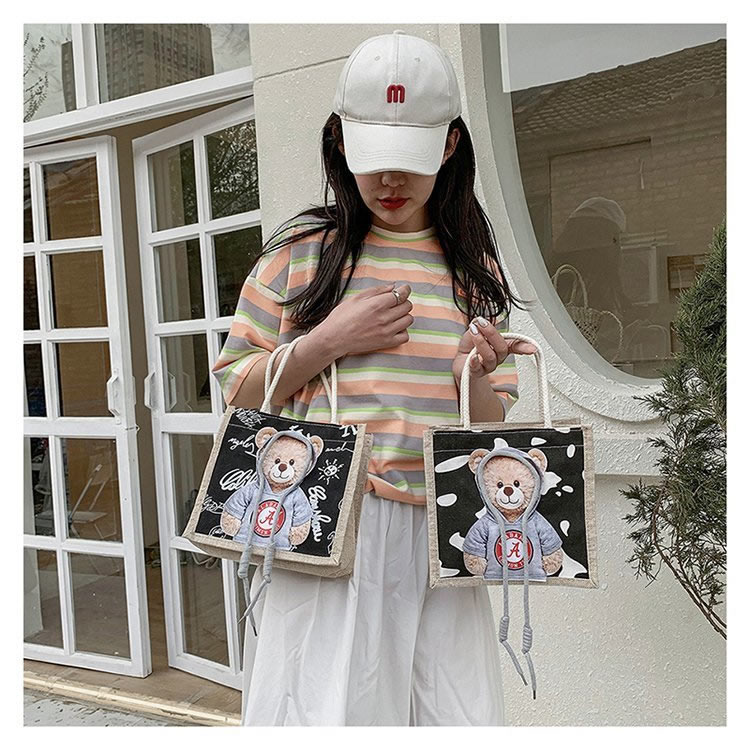 Fashion Alphabet White Canvas Cartoon Print Handbag,Handbags