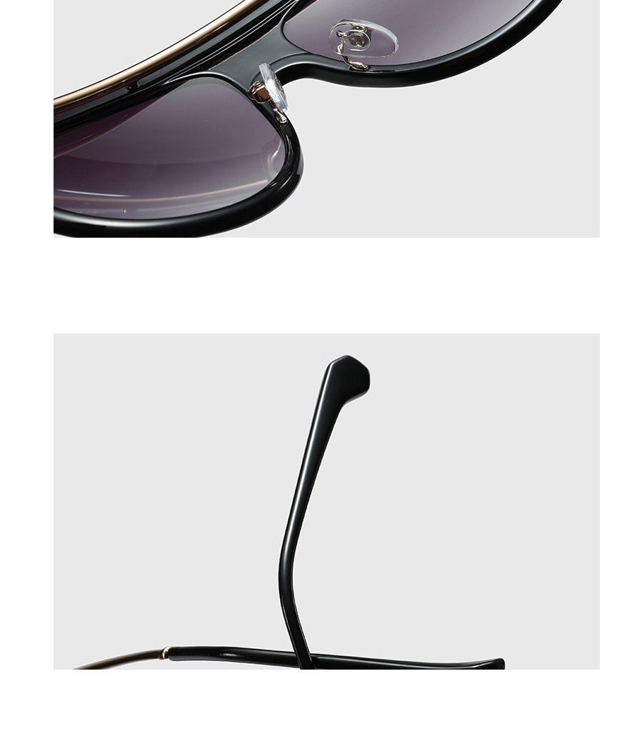 Fashion C8 Green/gradient Gray Large Frame One-piece Metal Sunglasses,Women Sunglasses