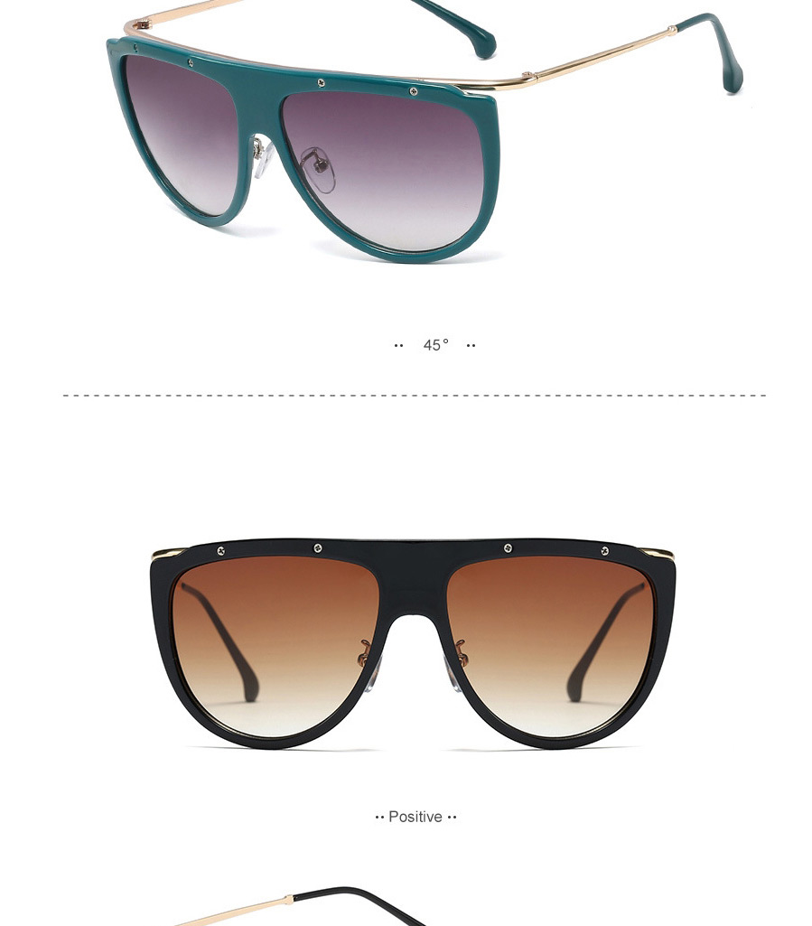 Fashion C7 Royal Blue/gradient Gray Large Frame One-piece Metal Sunglasses,Women Sunglasses