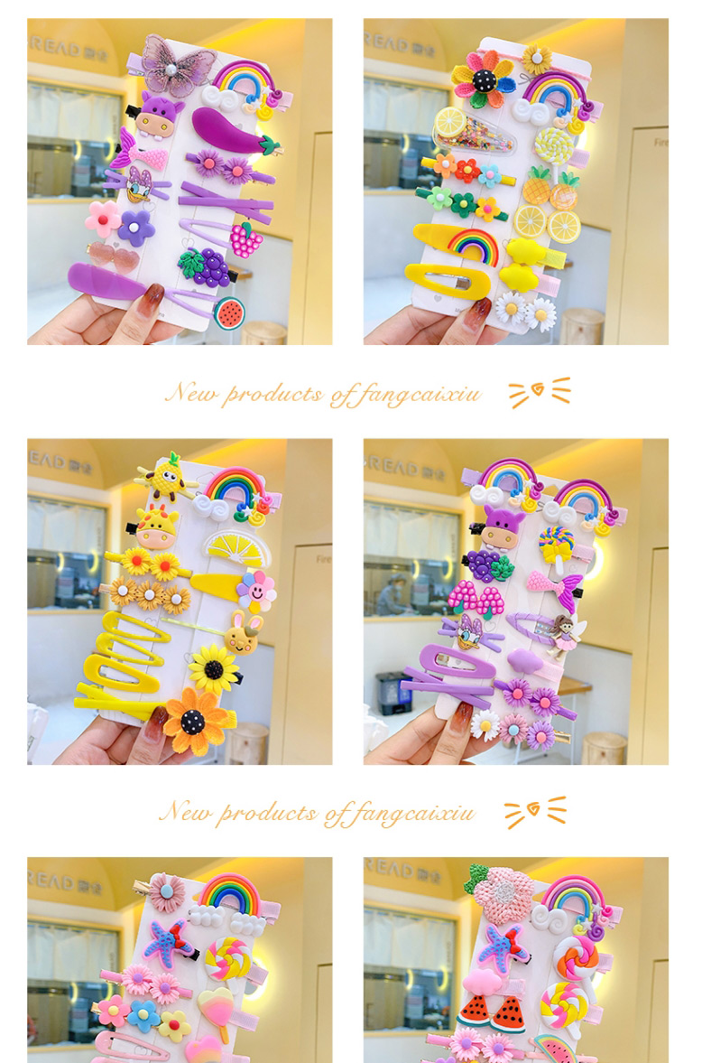 Fashion Flower Series 22-piece Set Children Cartoon Rainbow Hairpin,Kids Accessories