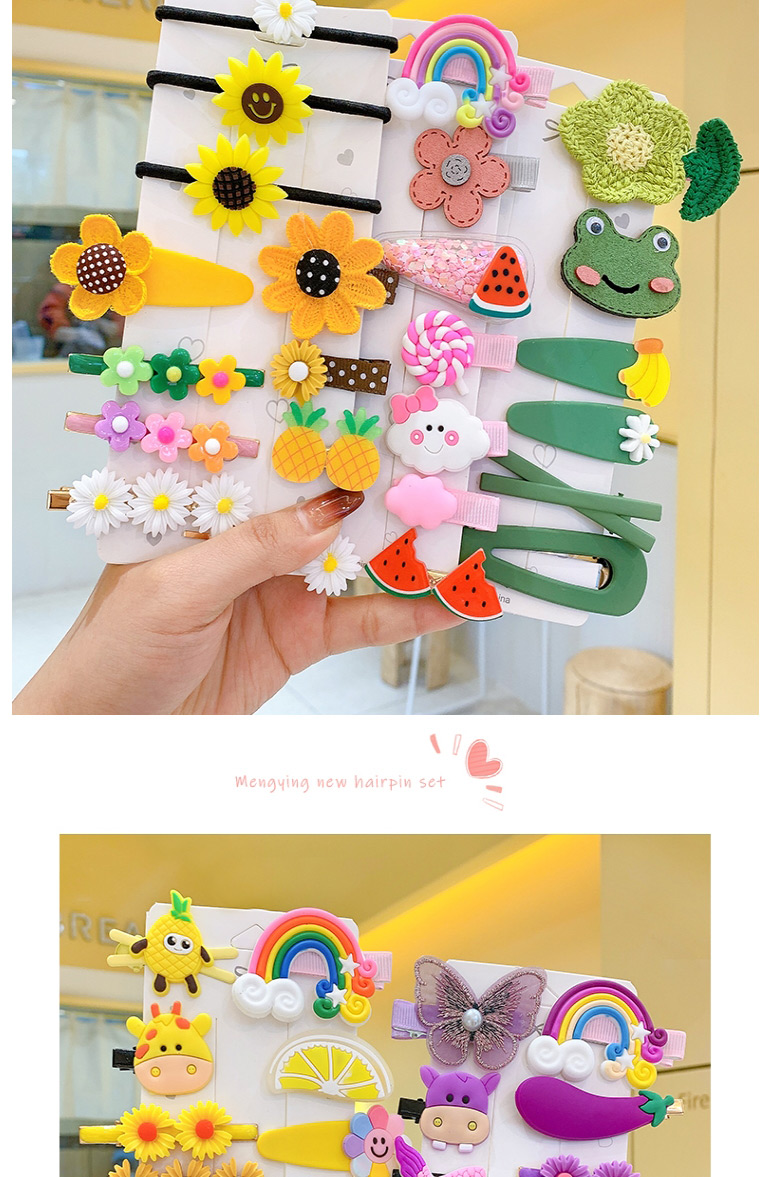 Fashion 26-piece Cute Little Crocodile Set Children Cartoon Rainbow Hairpin,Kids Accessories