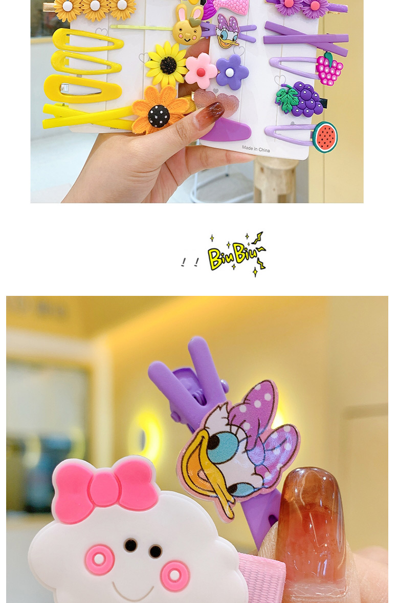 Fashion 14-piece Crystal Grape Set Children Cartoon Rainbow Hairpin,Kids Accessories