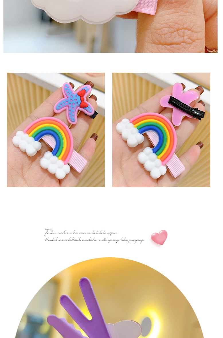 Fashion 28-piece Set Of Starfish And Butterfly Children Cartoon Rainbow Hairpin,Kids Accessories