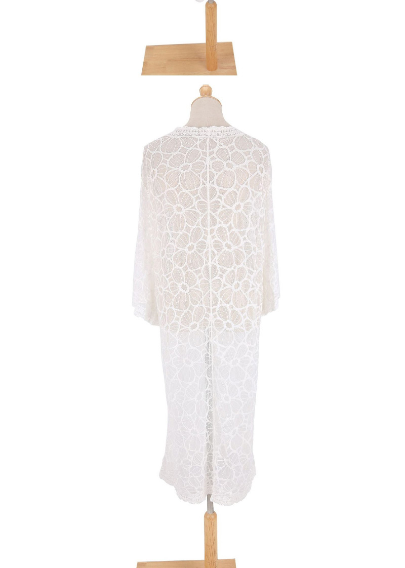 Fashion White Hollow Lace Shawl Sun Protection Shirt,Sunscreen Shirts
