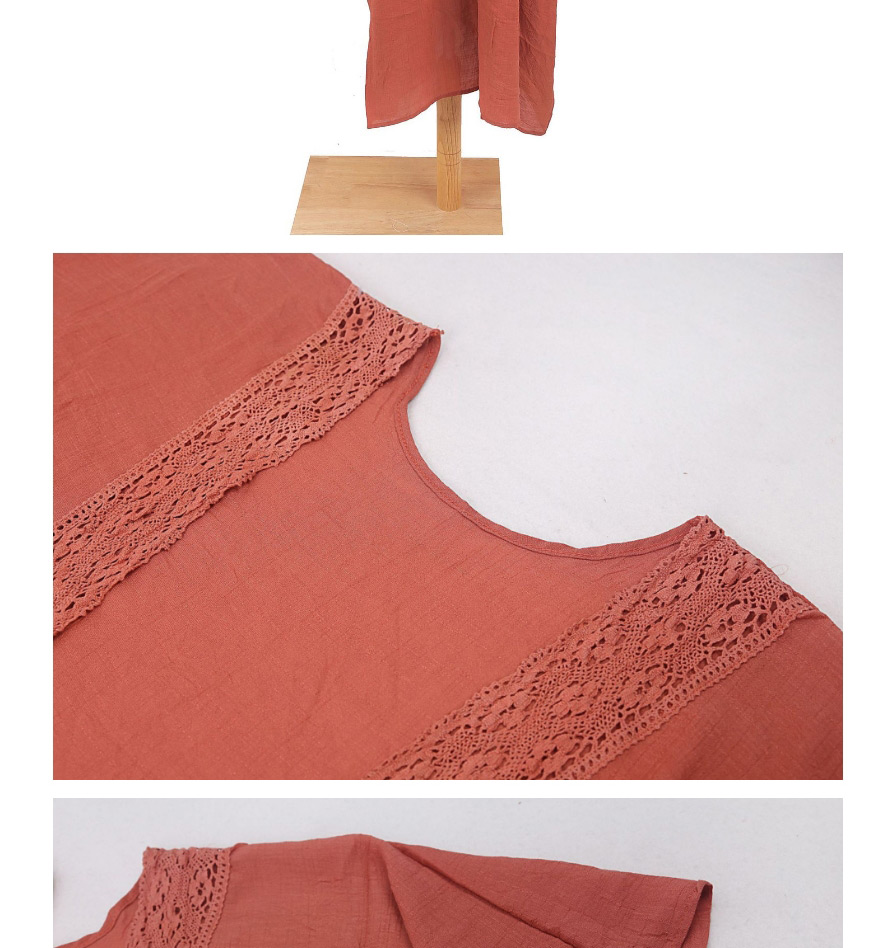 Fashion Rust Red Lace Cardigan Sun Protection Clothing,Sunscreen Shirts