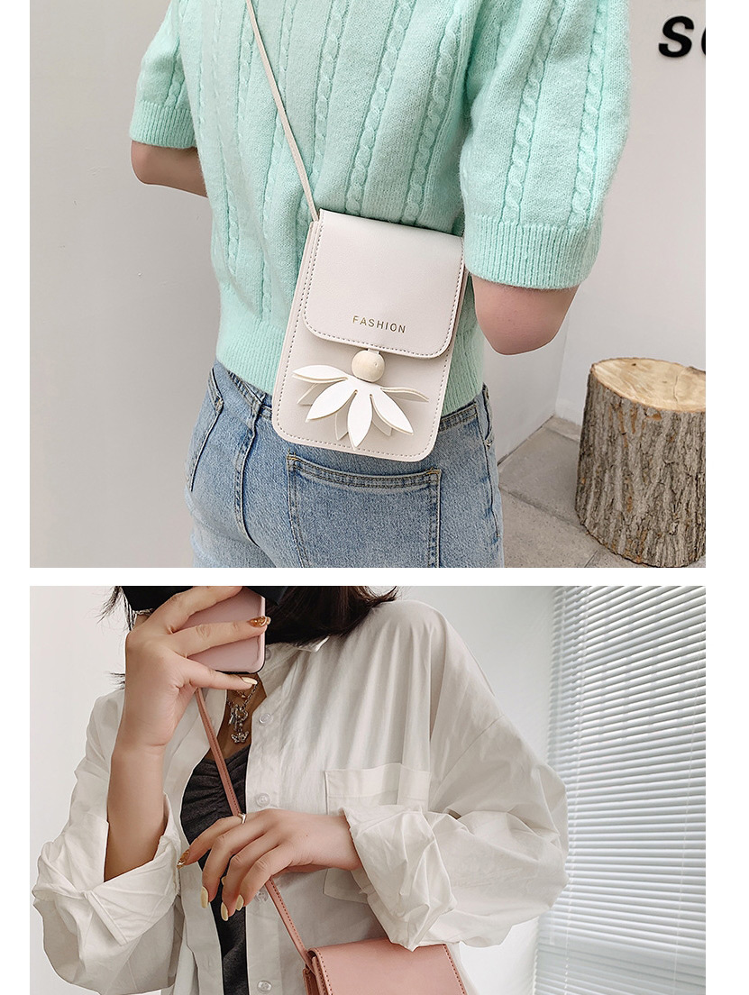 Fashion Brown Three-dimensional Flower One-shoulder Messenger Bag,Shoulder bags
