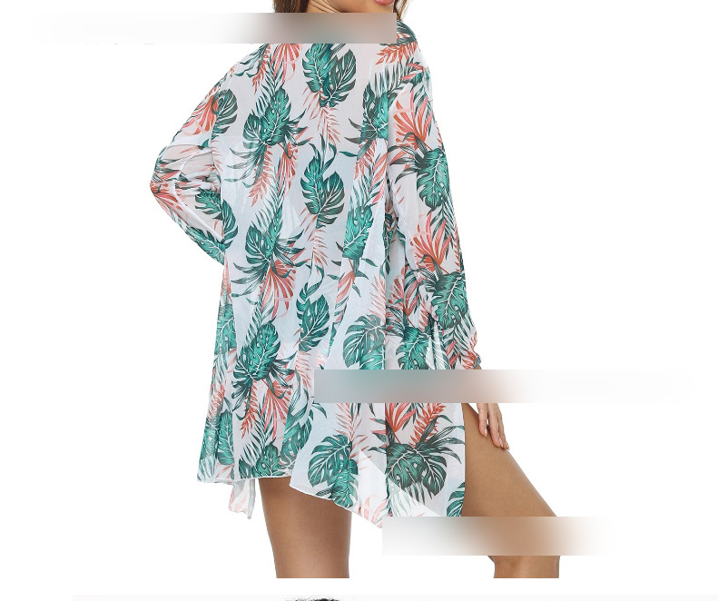 Fashion Green Flower Single Yarn One Size Leopard Print Sun Protection Clothing,Sunscreen Shirts