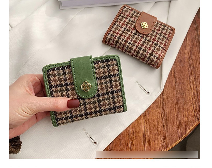 Fashion Brown Houndstooth Short Wallet,Wallet