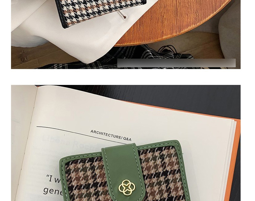 Fashion Brown Houndstooth Short Wallet,Wallet