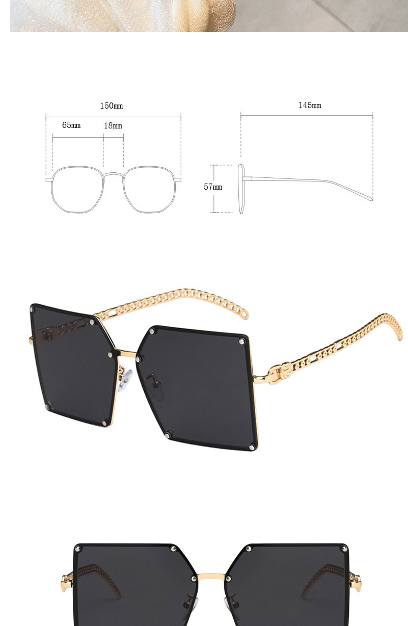 Fashion All Gray Chain Hollow Frame Sunglasses,Women Sunglasses