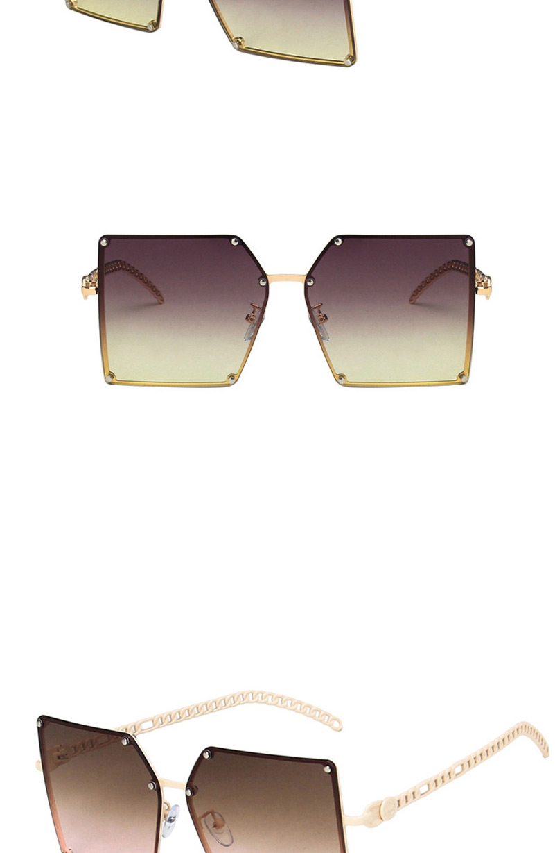 Fashion Grayish Yellow Chain Hollow Frame Sunglasses,Women Sunglasses