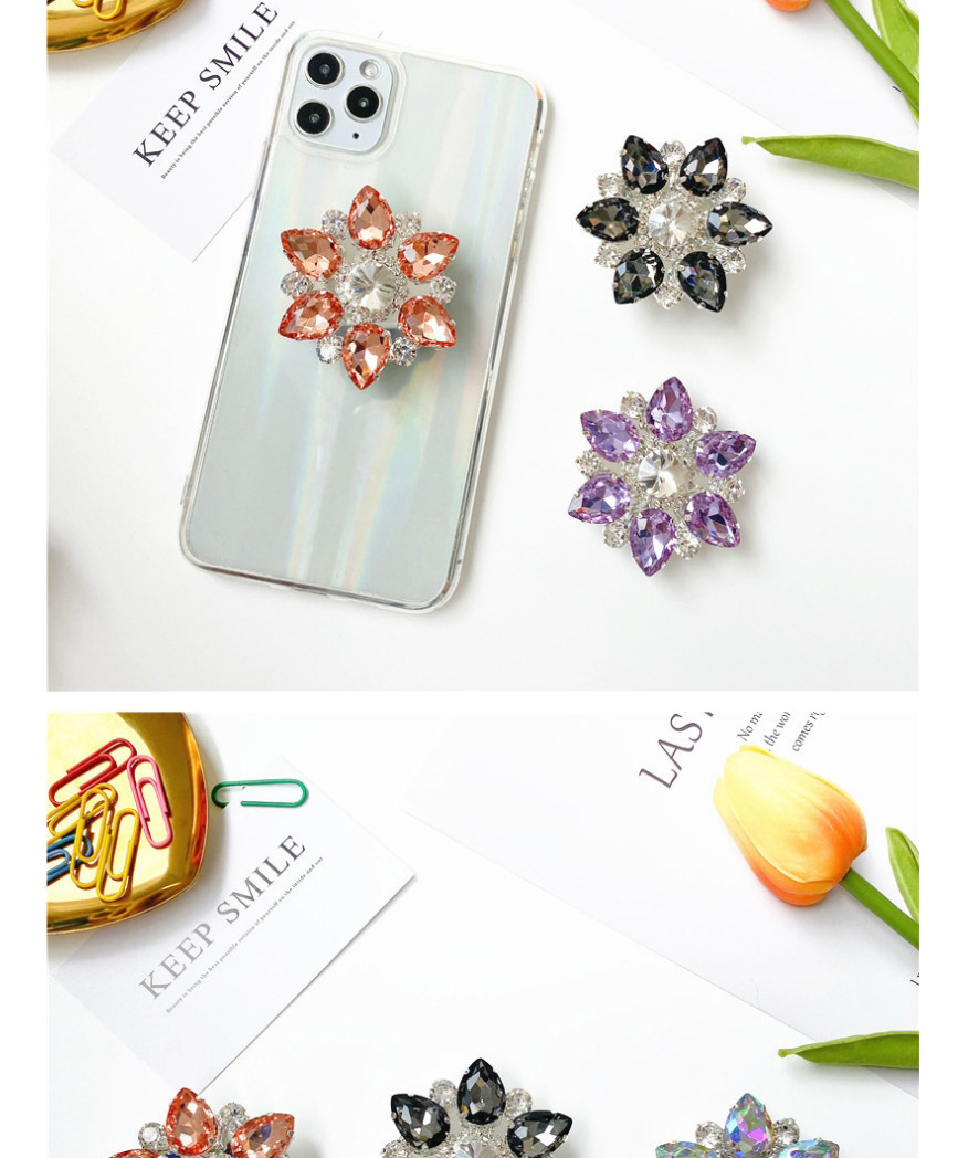 Fashion Silver Bottom-purple And White Gem Diamond Mobile Phone Holder,Phone Hlder