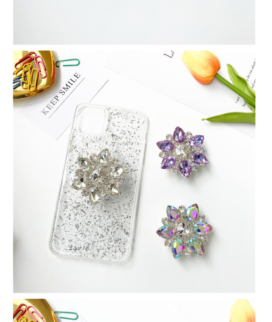 Fashion Silver Bottom-gray Gem Diamond Mobile Phone Holder,Phone Hlder