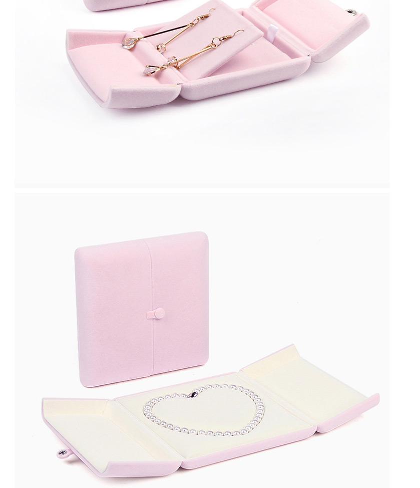 Fashion Small Pink Ring Flannel Double-opening Box,Jewelry Packaging & Displays