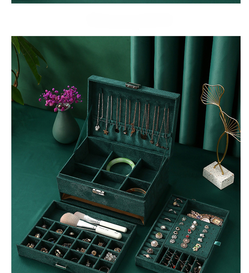 Fashion Green Flannel Jewelry Box,Jewelry Packaging & Displays