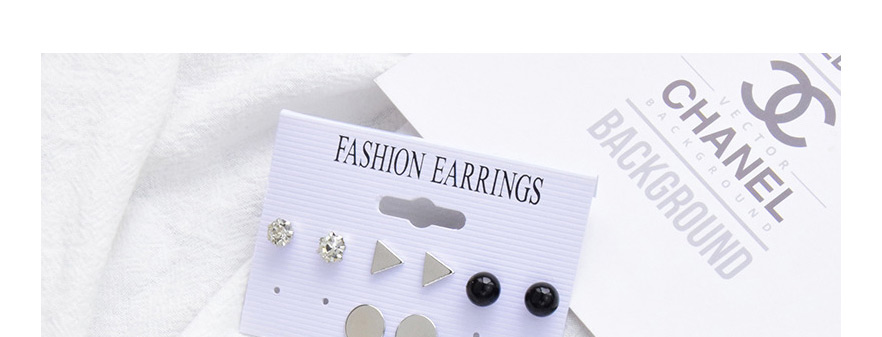 Fashion Silver Color Tassel Triangle Geometric Stud Earring Set,Jewelry Sets