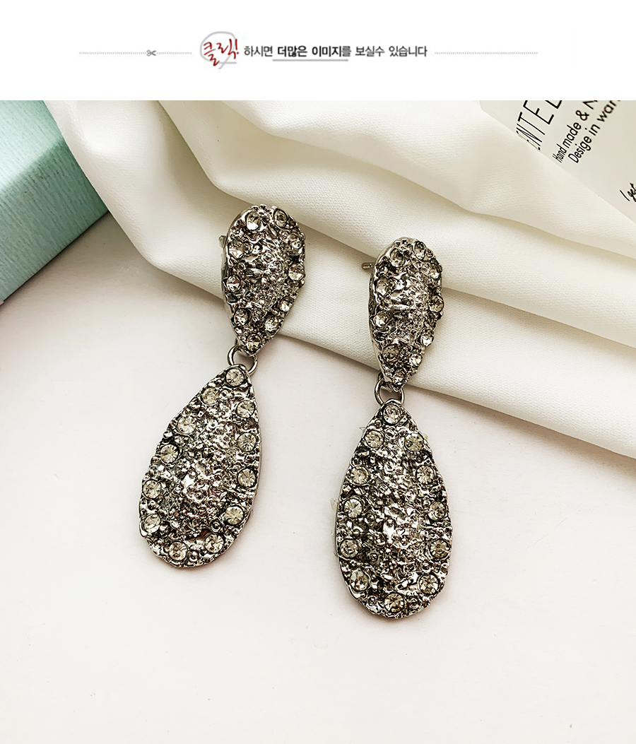 Fashion Silver Alloy Diamond Drop-shaped Earrings,Drop Earrings