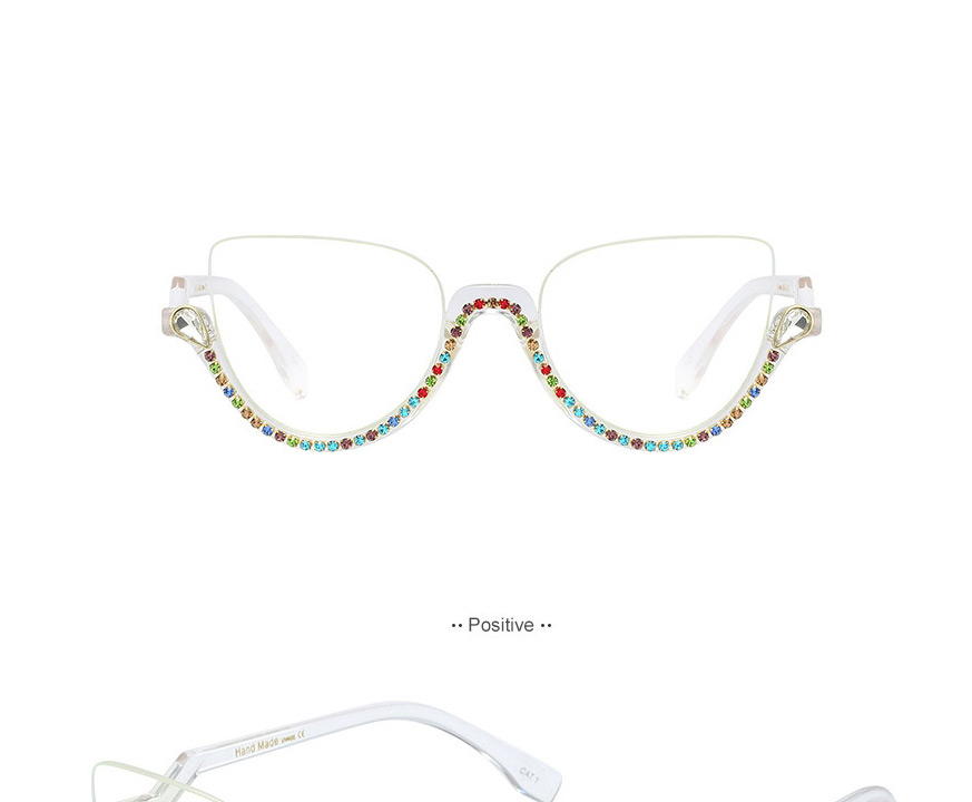 Fashion 1 White Diamond Half-frame Anti-blue Glasses,Fashion Glasses