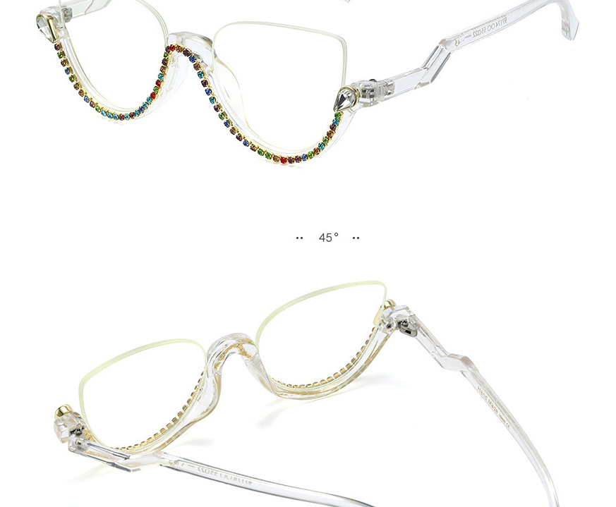 Fashion 3 Ab Drill Half-frame Anti-blue Glasses,Fashion Glasses