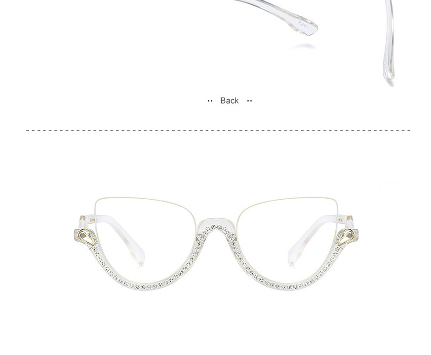 Fashion 2 Fancy Diamonds Half-frame Anti-blue Glasses,Fashion Glasses