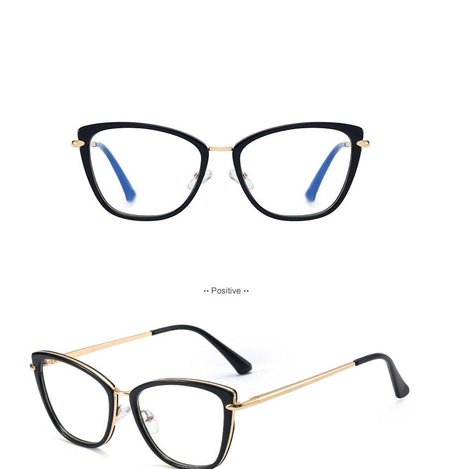 Fashion 1 Bright Black/anti-blue Light Metal Round Frame Anti-blue Glasses,Fashion Glasses